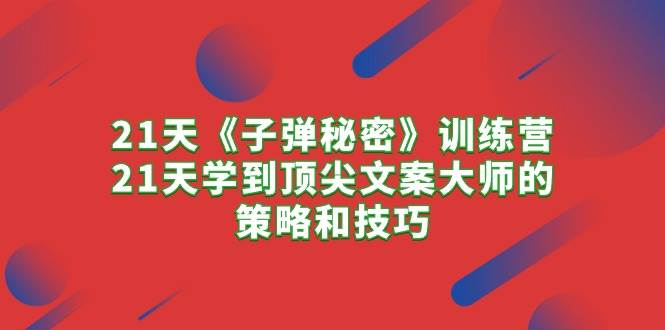 21天《子弹秘密》训练营，21天学到顶尖文案大师的策略和技巧-一辉