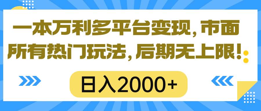 一本万利多平台变现，市面所有热门玩法，日入2000+，后期无上限！-一辉