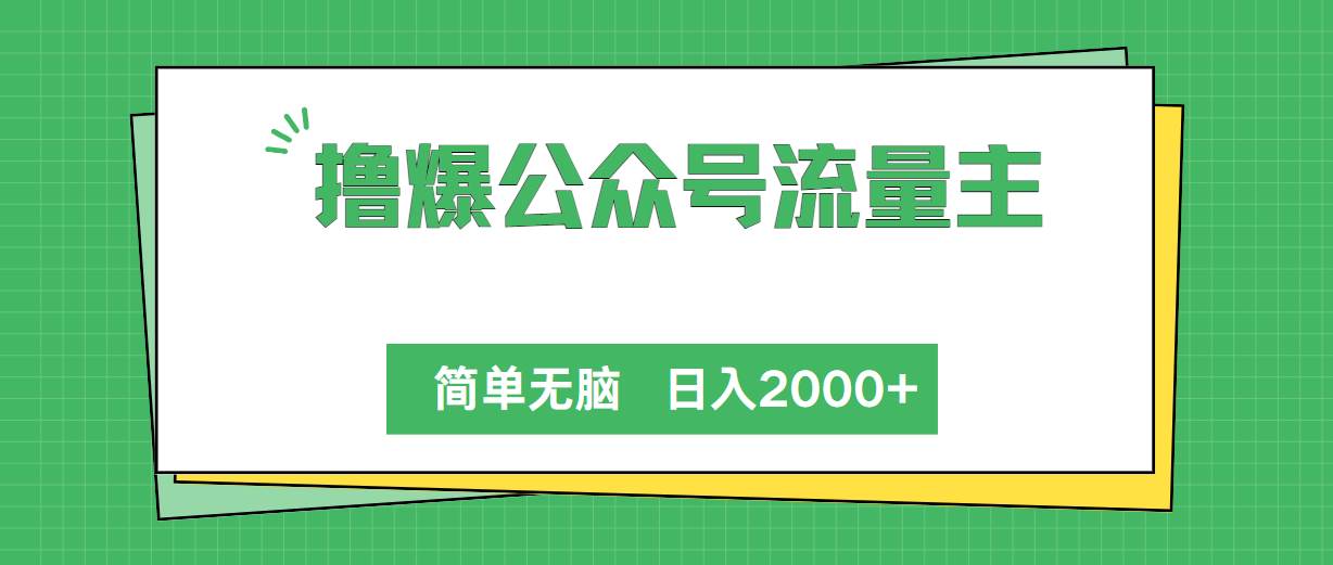 撸爆公众号流量主，简单无脑，单日变现2000+-一辉