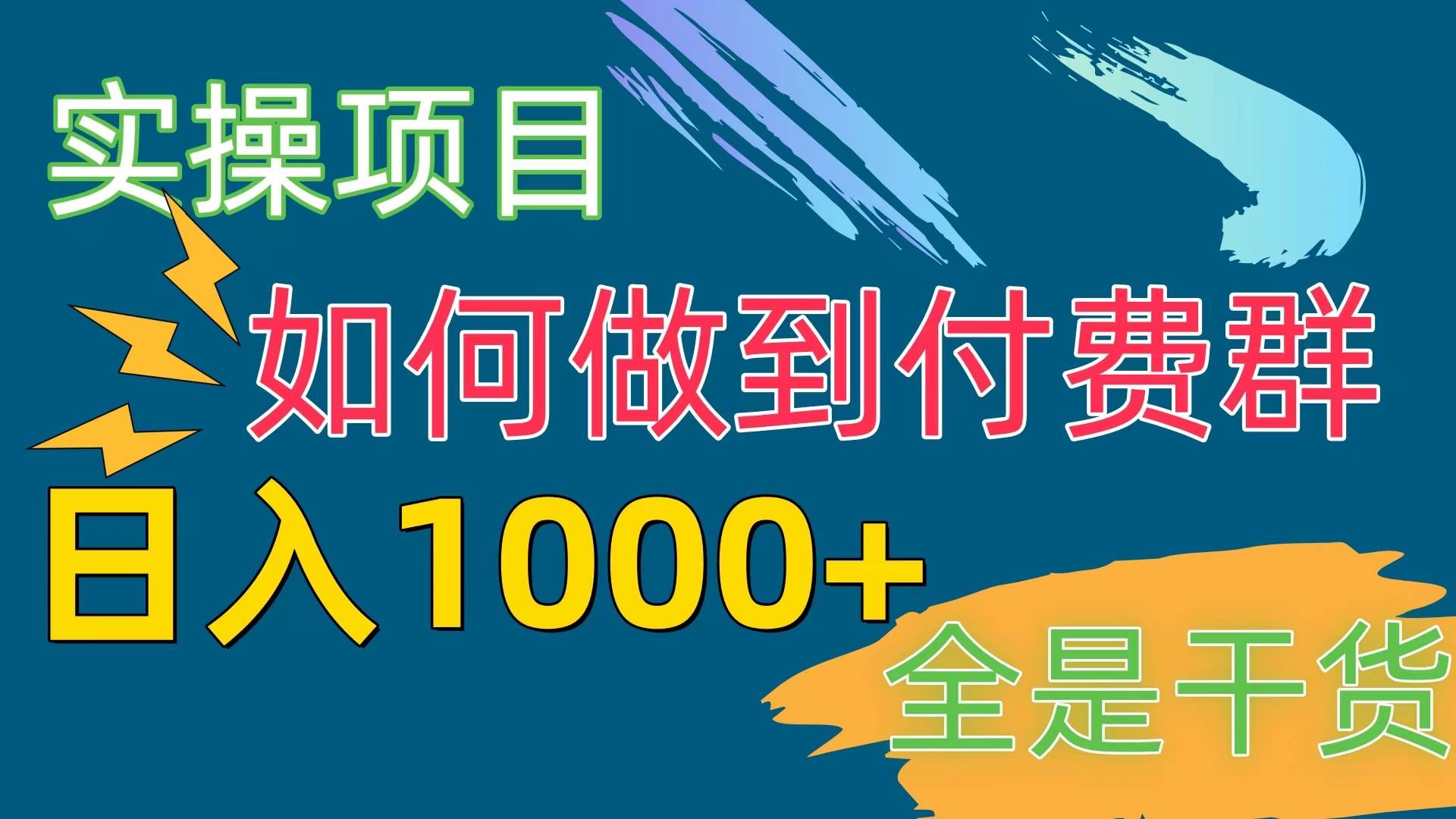 [实操项目]付费群赛道，日入1000+-一辉