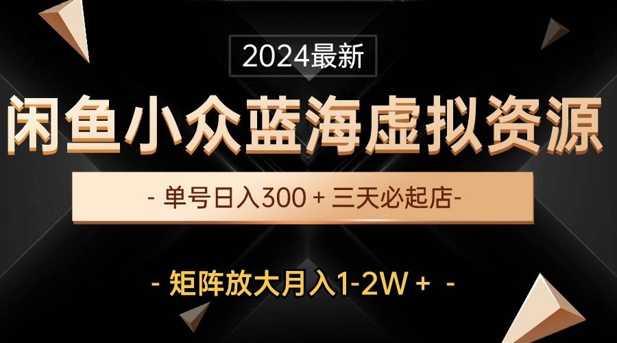 最新闲鱼小众蓝海虚拟资源，单号日入300＋，三天必起店，矩阵放大月入1-2W-一辉