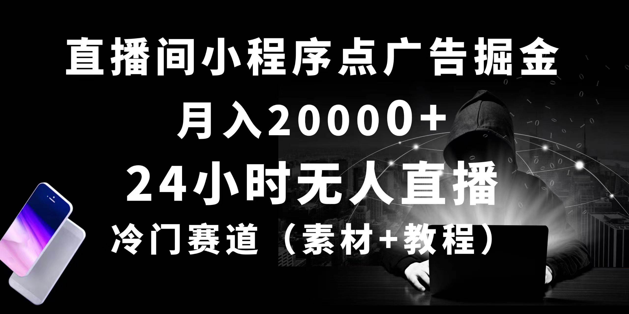 24小时无人直播小程序点广告掘金， 月入20000+，冷门赛道，起好猛，独…-一辉