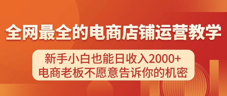 电商店铺运营教学，新手小白也能日收入2000+，电商老板不愿意告诉你的机密-一辉