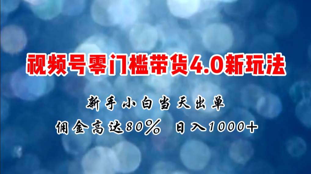 微信视频号零门槛带货4.0新玩法，新手小白当天见收益，日入1000+-一辉