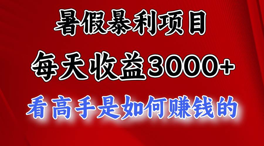 暑假暴利项目，每天收益3000+ 努努力能达到5000+，暑假大流量来了-一辉