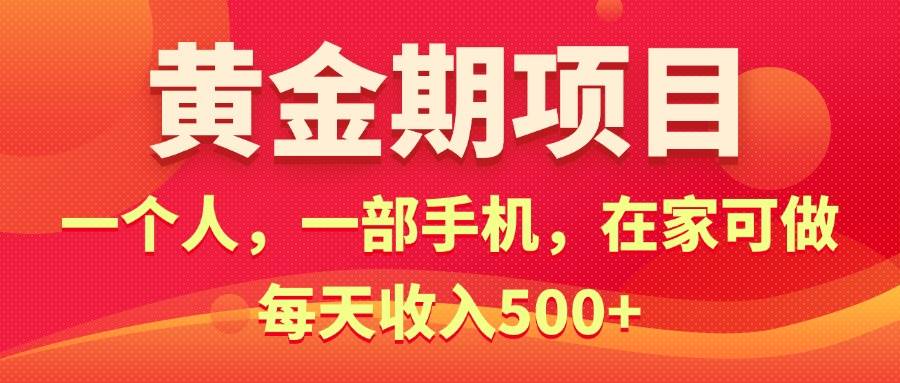 黄金期项目，电商搞钱！一个人，一部手机，在家可做，每天收入500+-一辉