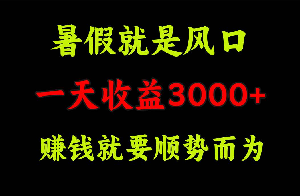 一天收益3000+ 赚钱就是顺势而为，暑假就是风口-一辉