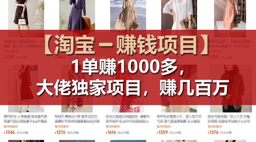 【淘宝赚钱项目】1单可赚1000多，大佬独家项目，年赚几百万-一辉