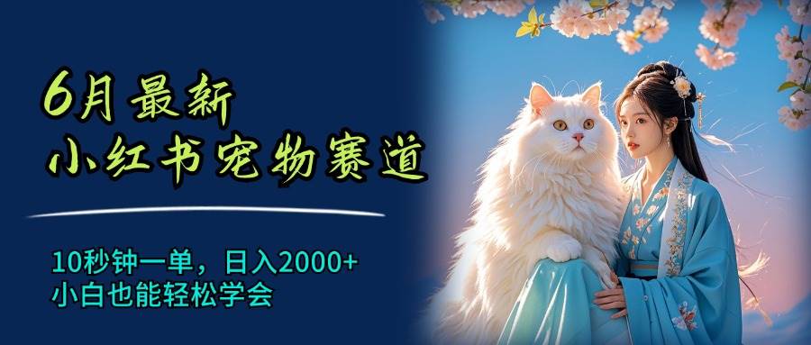 6月最新小红书宠物赛道，10秒钟一单，日入2000+，小白也能轻松学会-一辉