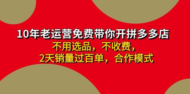 拼多多 最新合作开店日收4000+两天销量过百单，无学费、老运营代操作、…-一辉