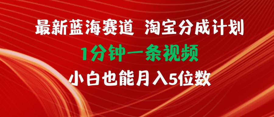 最新蓝海项目淘宝分成计划1分钟1条视频小白也能月入五位数-一辉