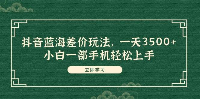 抖音蓝海差价玩法，一天3500+，小白一部手机轻松上手-一辉