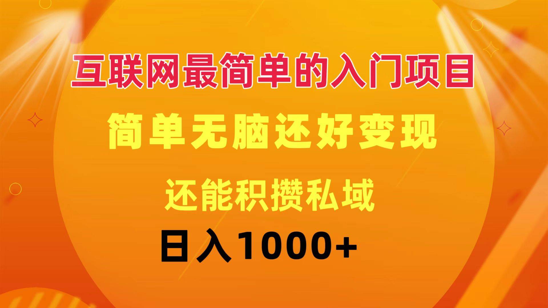 互联网最简单的入门项目：简单无脑变现还能积攒私域一天轻松1000+-一辉