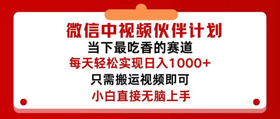 微信中视频伙伴计划，仅靠搬运就能轻松实现日入500+，关键操作还简单，…-一辉